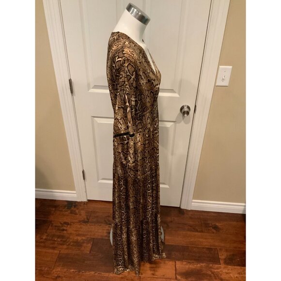 Muche Muchette Brown Snakeskin Print Long Sleeve Maxi Dress, One Size - Picture 4 of 7